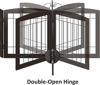 Dog Gate - 4 Panel Foldable Pet Gate Indoor for Doorways, House, Stairs, Freestanding Gate for Dogs - 80x24 -Inch Puppy Safety Fence by PAWLAND, Espresso