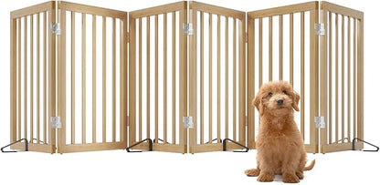 Extra Wide Dog Gates for Doorways, Bamboo Dog Gates for the House Stairs, Freestanding Pet Gates for Dogs, Doogie Puppy Fence Gate