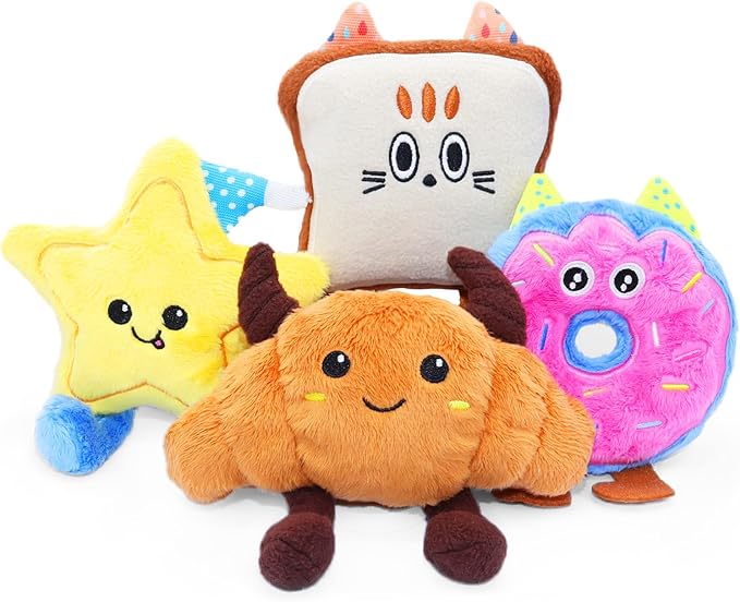 DODODOLA Stuffed Dog Toys Durable Plush Dog Toy with Crinkle Paper Cute Elephant Squeaky Dog Toys Dog Chew Toys for Medium Large Breed (Colorful Sweet)