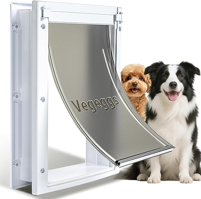 Dog Door Doggy Door Easy Install - Wood & PVC Doors & Walls，Doggie Free Movement & Strong Magnetic Auto-Close & Sliding Lock,Telescoping Frame,8 1/8" x 13 2/5" for Medium Dogs Up to 40 lb