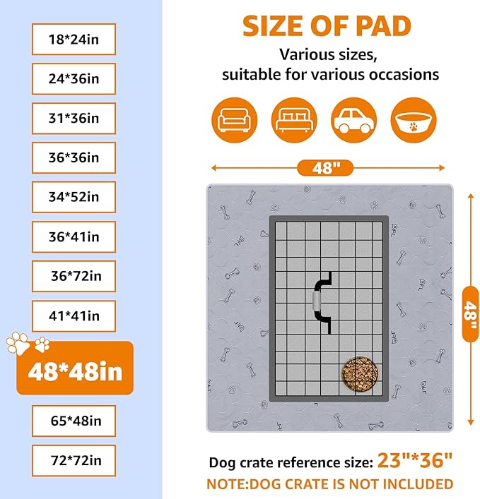 2Pack Puppy Pads Washable, 48x48 Reusable Pee Pads for Dogs, Absorbent Whelping Pads Waterproof Dog Rug Non-Slip Protector for Housbreaking,Potty Training,Bed Couch Carpet