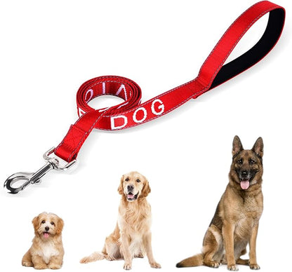 YeeBeny Service Dog Leash, Emotional Support Leash with Neoprene Handle and Reflective Lettering, Service Dog Stuff for Vest for Harnesses, Vests or Collars,Red