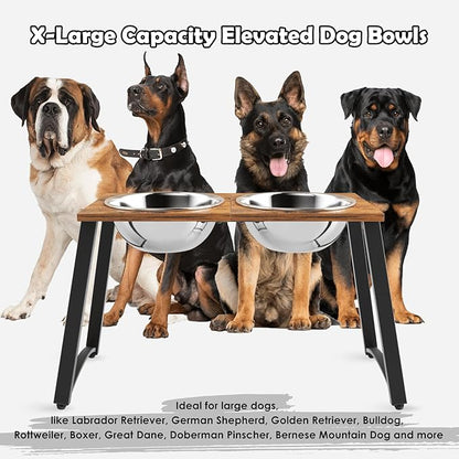 Elevated Dog Bowls for Large Dogs with Slow Feeder & Mat, 101oz Bowls, Tall Raised Dog Bowl Stand