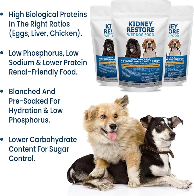 Non-Prescription Kidney Care Dog Food for Renal Support - Low Sodium Diet for Healthy Kidneys, Low Phosphorus Renal Food, Super Nutrients Make This Best Kidney Diet, Freshly Made in USA - 16 Ounce