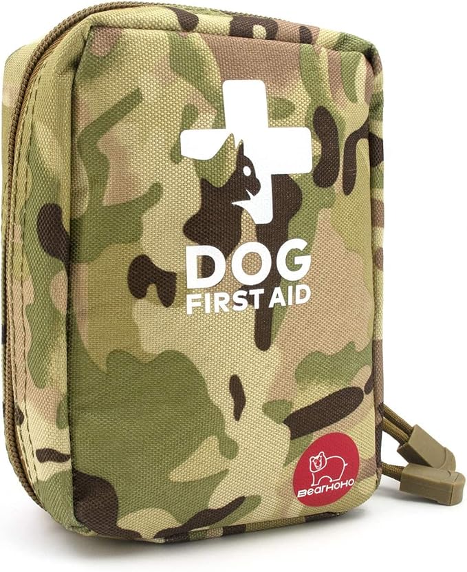 Portable Dog First Aid Kit 72 PCS Medical Supplies with Thermometer Emergency Blanket Splint Pet Emergency Bag for Camping Walking Cycling Car Hiking