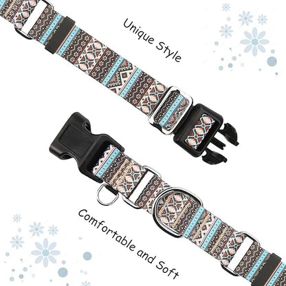 Martingale Dog Collar with Buckle Tribal Design Adjustable Escape Proof Pet Collars (Aztec, Medium)