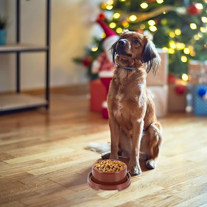 Plastic Pet Feeding Bowl and Water Dish, Brown Pp Dog Food Holder, Indoor Single Round Pet Feeder Bowl for Puppies and Dogs