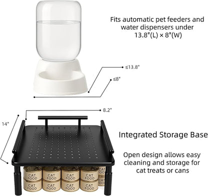 Dog Water Bowl Dispenser Stand & Metal Holder Compatible with Automatic Feeders & Water Dispensers - Adjustable Height, Raised Elevated Platform for Cats, Small & Medium Dogs