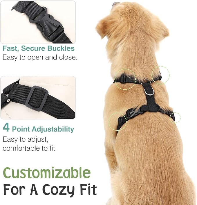 VavoPaw Dog Seat Belt, Safety Vest Dog Car Harness with Adjustable Buckle Dog Seat Belt for Vehicle Nylon Pet Safety Seat Belts Heavy Duty(L, Lake Blue)