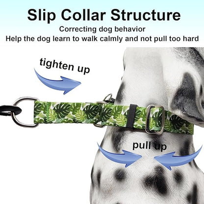 Martingale Collar for Dogs with Buckle Adjustable Nylon Tropical Slip No Pull Training Dog Collars (Palm Leaf, XLarge)