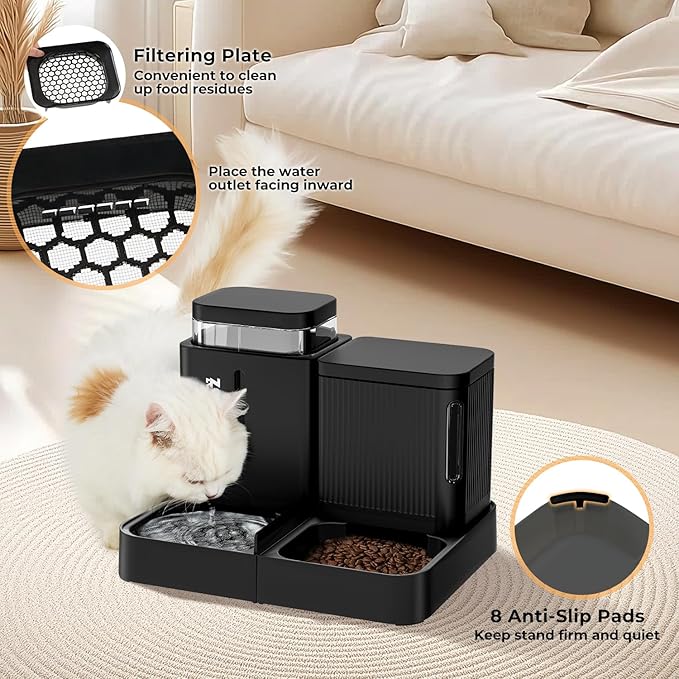ZOMISIA Gravity Dog Food and Water Dispenser, 2 in 1 Automatic Dog Feeder with 180 Degree Rotatable, 2 Pack Large Capacity Self Feeding for Small Dogs Puppy, White, 1.6GALx2