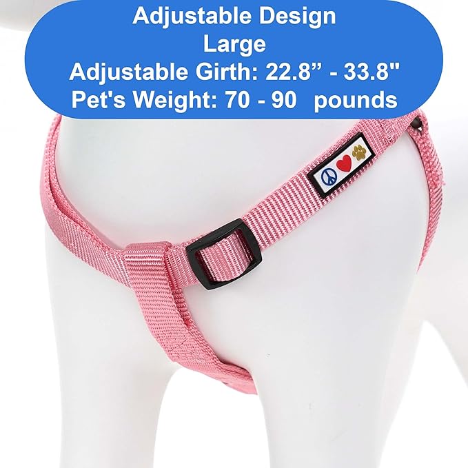 Pawtitas Solid Step-in Dog Harness – Adjustable No-Pull Vest for Puppies to Seniors, Safe & Comfortable L Millennial Pink