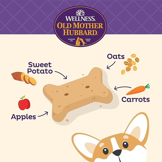 Wellness Old Mother Hubbard Classic Just Vegg'n Dog Biscuits, Natural Training Treats, Sweet Potato, Oats, Apple and Carrot Flavor, Mini Size, 20 oz Bag