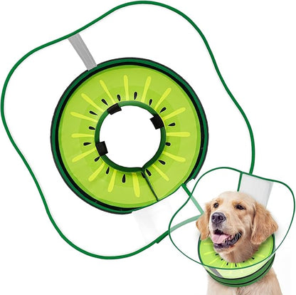 Sponge Dog Cone Collar, Dog Recovery Collar Alternative with Detachable High Clear Shield, Adjustable Soft Neck Cone for Small Medium Large Dogs, Stop Licking After Surgery (Kiwi,XL)