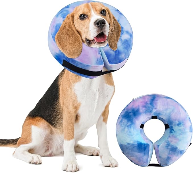 Dog Cone, Y-blue Cone Collar Inflatable Dog Neck Collar Recovery E-Collar Alternative, Cat Donut Collar After Surgery for Dogs and Cats(Purple Blue, M+)