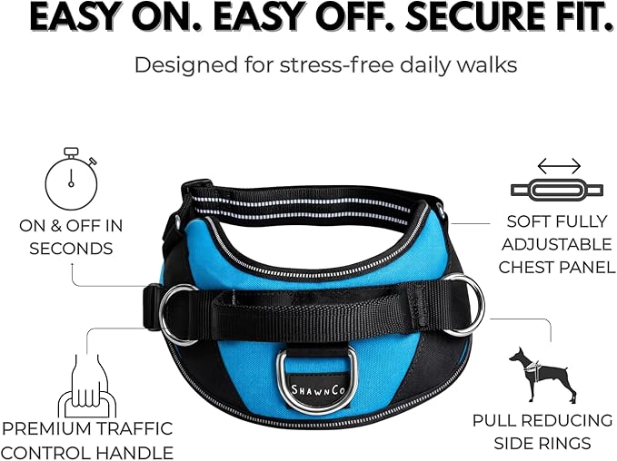 ShawnCo Essential Dog Harness, No-Pull Pet Vest with 3 Leash Clips, No Choke, Reflective, Adjustable and Padded, for Easy Walking and Training for Small, Medium and Large Dogs (Military Camo, XL)