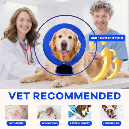 Inflatable Dog Cone Collar with Detachable Sturdy Shield,Soft&Lightweight-Ideal for Post-Surgery Recovery and Daily Wear,Suitable for Small Medium Large Dog Breeds(Blue,XL)