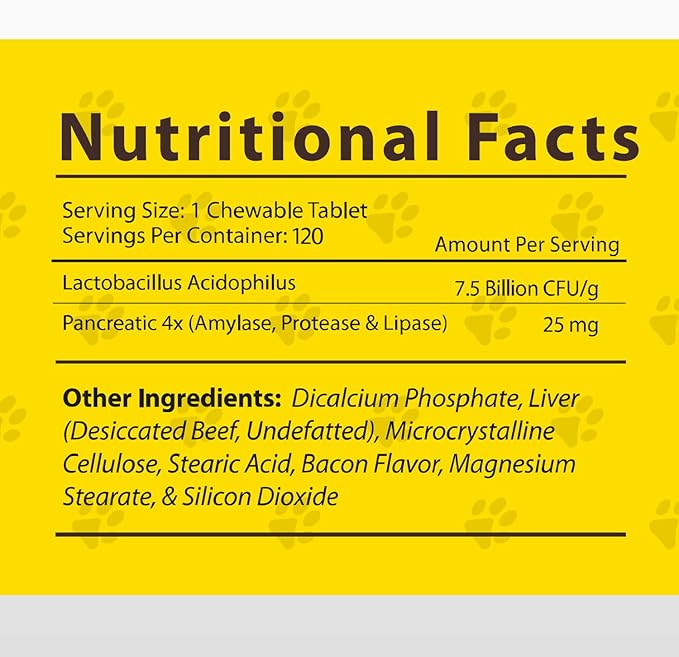 Jack & Milo - Probiotics for Dogs, Digestive Enzymes, Allergy & Immune Support Probiotic-Dog Probiotics, Veterinary Grade, 7.5 Billion CFU's +Pancreatic 4X, Unique Blend- USA Made, 120 Tablets