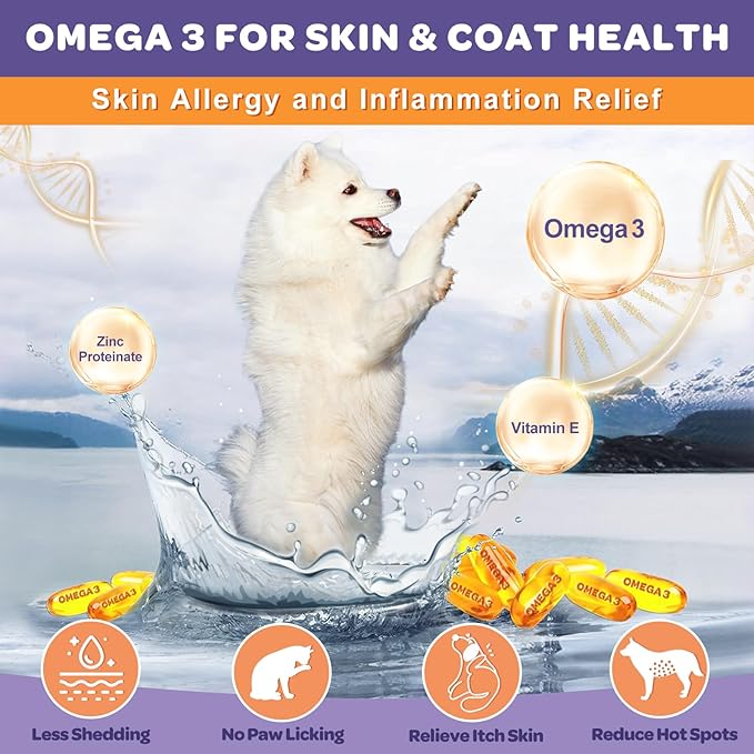 NATURE TARGET Probiotics for Dogs, 6 Billion CFUs, Freeze Dried Dog Probiotics with Prebiotics & Enzymes for Diarrhea, Gas, Vitamins & Omega 3 for Skin & Immune Health, Allergy Itch Relief, 180 Count