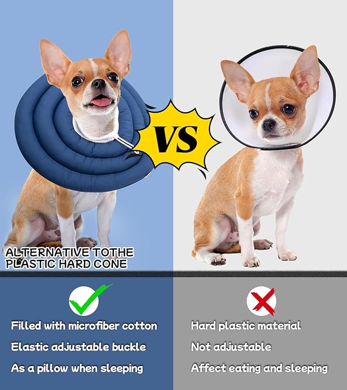 Soft Dog Cones, Recovery Dog Donut Collar After Surgery- Cone of Shame Alternative, Pet Elizabethan E-Collar Anti-Bite Lick Wound Healing Adjustable for Large Dogs, 4XL