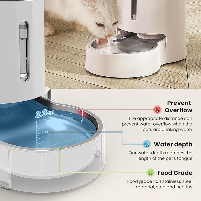 CZPET 2.5 Gallon Dog Water Bowl Dispenser,Filter Automatic Dog and Cat Water Dispenser with Stainless Steel Bowl, Gravity Waterer, Large Capacity, and Quiet Drinking Area for Pets (9.5L,White)