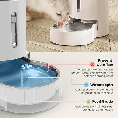 CZPET 2.5 Gallon Dog Water Bowl Dispenser,Filter Automatic Dog and Cat Water Dispenser with Stainless Steel Bowl, Gravity Waterer, Large Capacity, and Quiet Drinking Area for Pets (9.5L,White)
