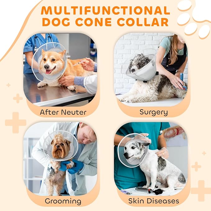 Soft Dog Cone Collar for Large Medium Small Dogs, Adjustable Cones for Dogs to Stop Licking, Recovery Collar After Surgery to Prevent Licking-Comfortable Alternative to Dog Cones(XL(Neck:17.5"-20.7")