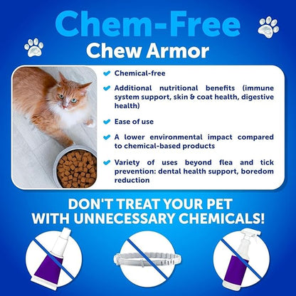 Cat Flea Treatment - Natural Flea and Tick Prevention Supplement for Large & Smal Cats - Immune Support Chews with Vitamins - Pest Defense Oral Pills - Farmhouse Chicken 135 Soft Chews