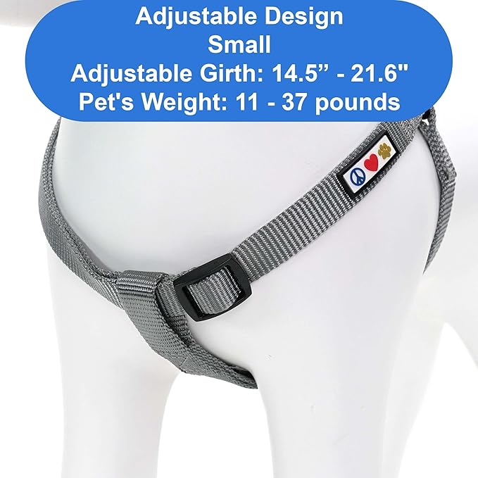 Pawtitas Solid Step-in Dog Harness – Adjustable No-Pull Vest for Puppies to Seniors, Safe & Comfortable S Grey