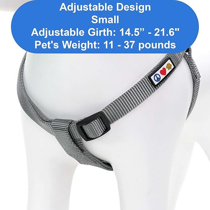 Pawtitas Solid Step-in Dog Harness – Adjustable No-Pull Vest for Puppies to Seniors, Safe & Comfortable S Grey