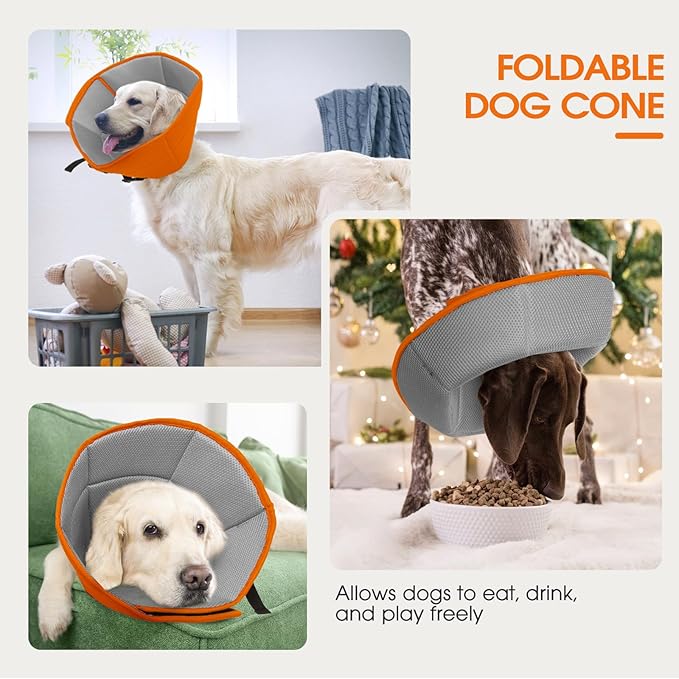 Dog Cone for Large Dogs After Surgery, Adjustable Soft Recovery Cone Collar for Dogs to Stop Licking, Professional Elizabethan Collar for Pet, Recovery Cones for Wound Healing & Hot Spots