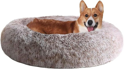 JOLLYVOGUE Dog Beds Large Sized Dog, 36 inches Calming Soft Anti-Anxiety Donut Dogs Bed, Washable Round Fluffy Cushion for Large Pets, Fits up to 80 lbs Pets