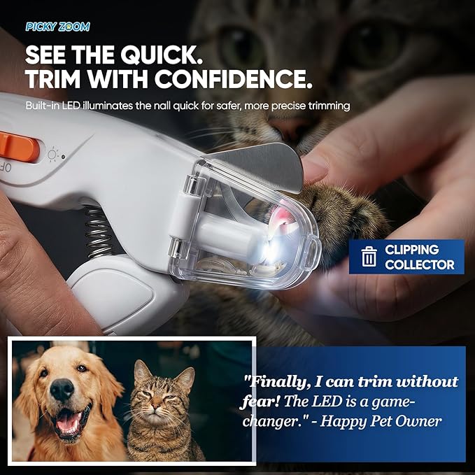2-in-1 Dog & Cat Nail Clippers and Grinder with Light – Upgraded Safety Guard to Avoid Overcutting, Sharp Blade, Painless Quiet Pet Nail Claw Trimmers, Professional Grooming Tool for Large Small Pets