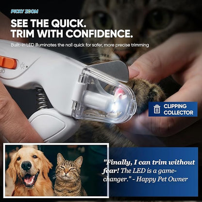 2-in-1 Dog & Cat Nail Clippers and Grinder with Light – Upgraded Safety Guard to Avoid Overcutting, Sharp Blade, Painless Quiet Pet Nail Claw Trimmers, Professional Grooming Tool for Large Small Pets