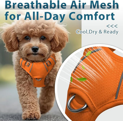 BARKBAY Dog Harness No Pull with ID Tag Pocket - Heavy Duty, Reflective, Easy Control for Large Dogs(Orange,XS)