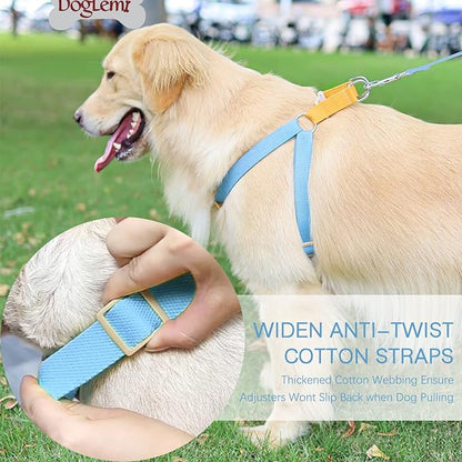 No Pull Dog Harness and Leash Set, Dog Collar, Step in Dog Halter Harness with Poop Bag Holder, Adjustable Lightweight Cotton Straps Suitable for Small Medium Large Dogs Outdoor Walking Running Hiking