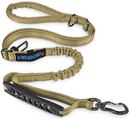 IOKHEIRA Multifunctional Dog Leash - 4-6 FT Strong Bungee, Car Seatbelt Compatible, Army Green