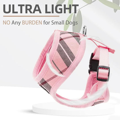 PUPTECK Soft Mesh Dog Harness and Leash Set Pet Puppy Cat Comfort Padded Vest No Pull Harnesses, Light Pink, XS