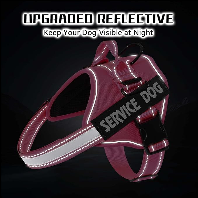 MUMUPET Service Dog Vest Harness, No Pull Reflective Adjustable with Handle, Soft Breathable Padding for Small Dogs, 2 Removable Velcro Patches (Hot Pink, XS)