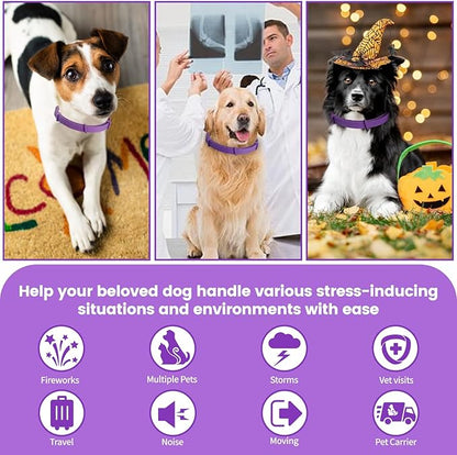 Calming Collar for Dogs - Fast Acting, Lasts 60 Days, Choking-Free Design Pheromone Collar for All Large Medium Small Dogs (Black, 3 Pack)