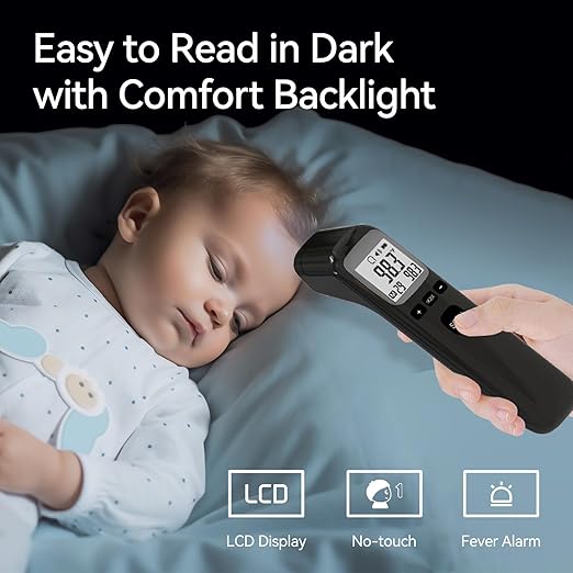 No Touch Thermometer for Adults, Medical Grade 3-1 Kids Accurate Digital Thermometers Black with Fever Alarm and Infrared Fast Reading Thermometer