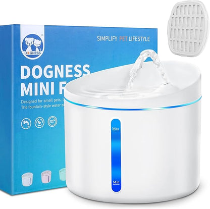 DOGNESS D03 Pet Water Fountain, 1L Healthy and Hygienic Drinking Fountain Super Quiet Flower Automatic Electric Water Bowl for Dogs, Cats, Birds (White)