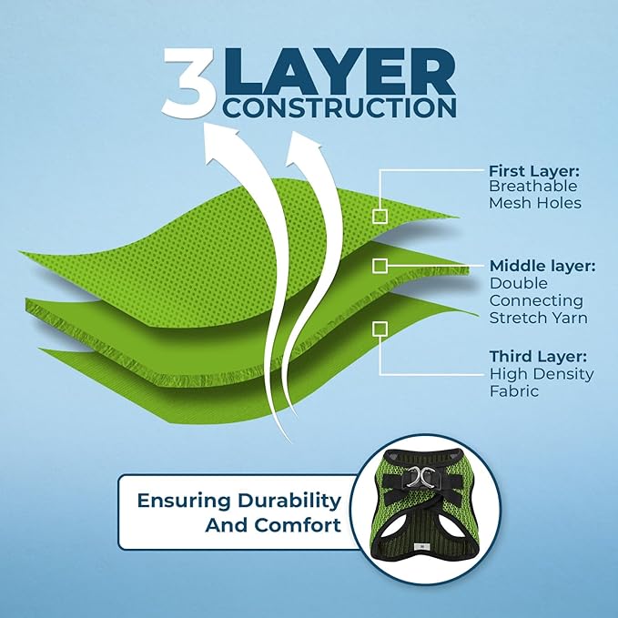 Voyager Step-in Air Dog Harness - All Weather Mesh, Reflective, No Pull Harness for Small, Medium Dogs, Cats - Secure with Hook & Loop Fastener, Buckle, Double D-Rings - Lime Green 2-Tone, XS