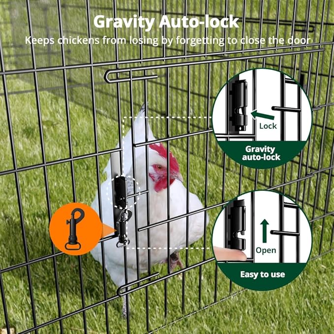 PawGiant Chicken Coop, Chicken Run Pen for Yard with Cover Outdoor Metal Portable Chicken Tractor Cage Enclosure Crate Outside for Small Animals Duck Rabbit Hen 130"×40"×40"