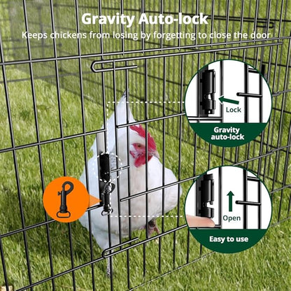 PawGiant Chicken Coop, Chicken Run Pen for Yard with Cover Outdoor Metal Portable Chicken Tractor Cage Enclosure Crate Outside for Small Animals Duck Rabbit Hen 130"×40"×40"
