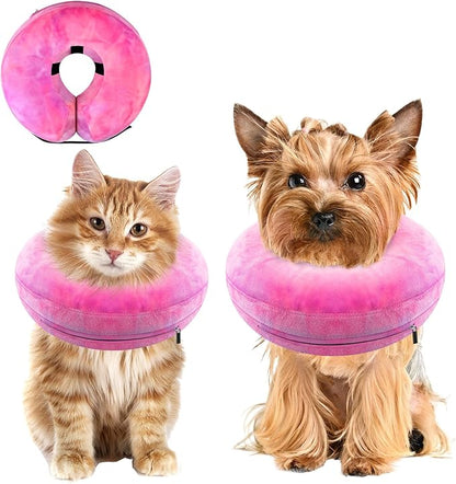 Dog Cone, Uadonile Inflatable Cone Collar for Dogs and Cats, Dog Neck Collar Recovery E-Collar Alternative After Surgery, Elizabethan Collar for Dogs Recovery(Tie-dye Rose Purple, S)