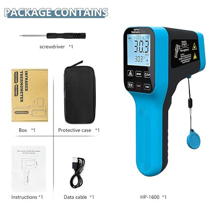 Infrared Thermometer Gun Rechargeable, -58℉~2912℉ High Temp Laser Industrial Thermometer, D:S=30:1 Touch Button Waterproof Pyrometer, Digital IR Temperature Gauge with Type-C Port (NOT for Human)
