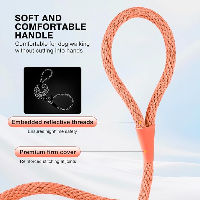 Lynxking Dog Leash Slip Lead Reflective Breathable Rope Comfortable Strong No Pull Slip On Pet Training Lead for Dogs (Pack of 2)