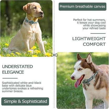 Bowtie Collars for Medium Dogs, Elegant Dog Bow Tie Collars, Dog Collars with Bowtie Adjustable 13.8"-17.7", Green, M