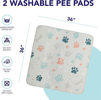 PUPIBOO Washable Pee Pads for Dogs and Cats - Super Absorbent Reusable Puppy Training Pads - 100% Waterproof, Leak-Proof & Non-Slip Whelping Pads for Pet Housebreaking